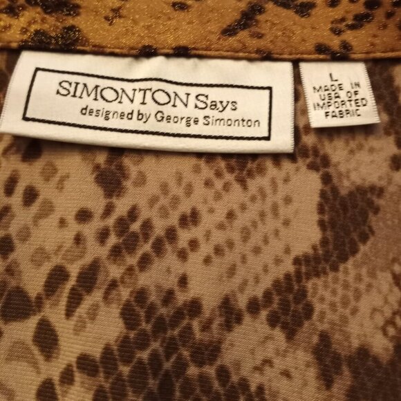 George Simonton SIMONTON Says Lurex Printed Knit Duster Brown Multi Large NWOT - Picture 8 of 11